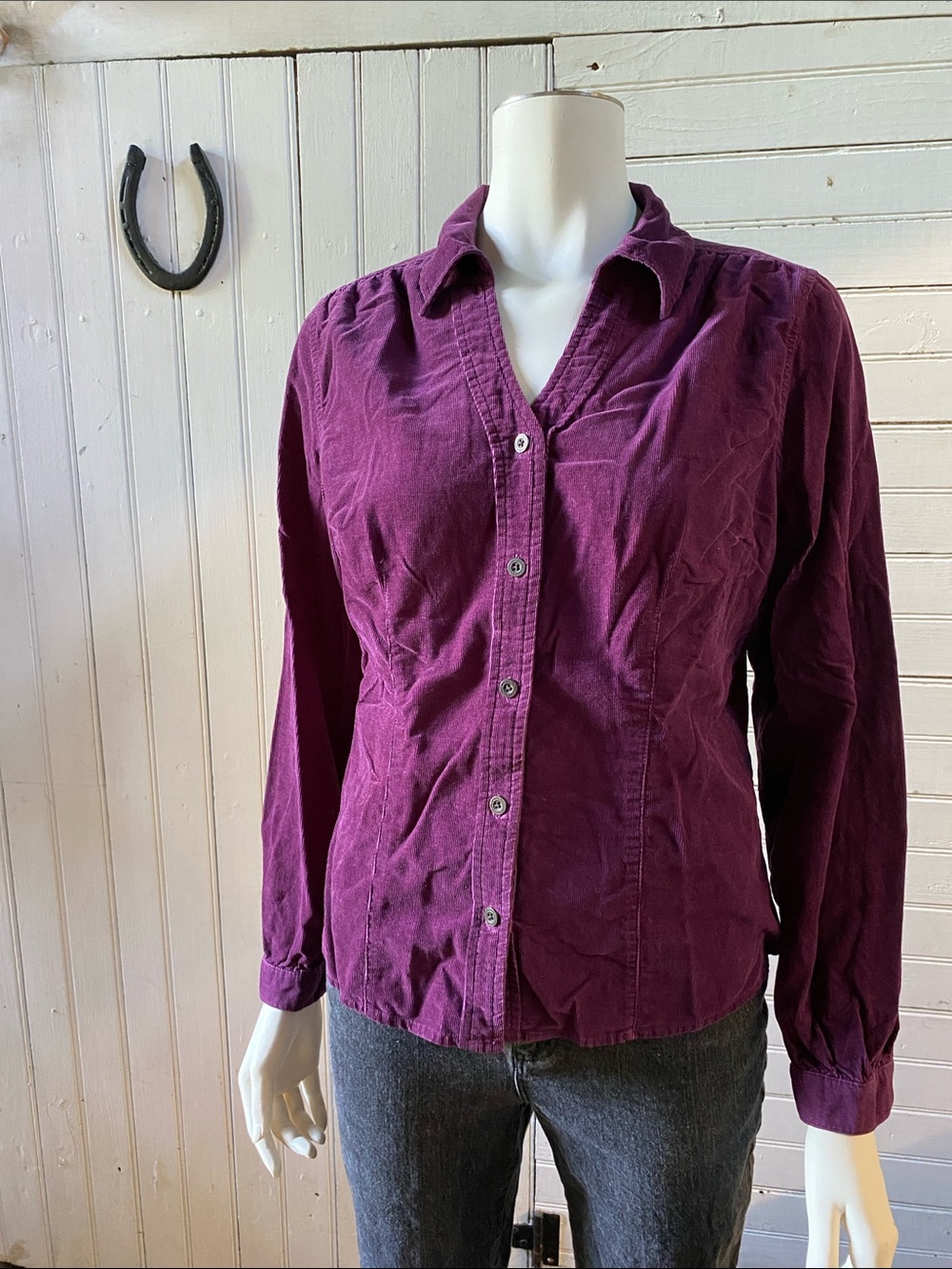 St. John's Bay Purple Corduroy Button-Front Shirt